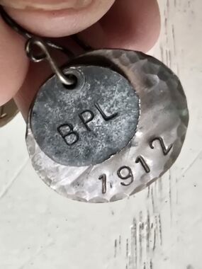BPL Historic 1912 MAINE BANGOR Copper- Hammered Disc Drop Earrings in Silver
